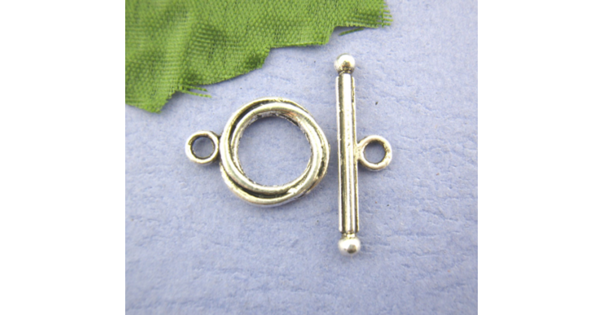 Lot De 10 Fermoirs Toggle T En Métal Argenté - Rond 17x13 Mm, Pour Bijoux DIY
